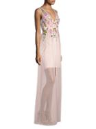 Aidan Mattox Embroidered Floral Gown