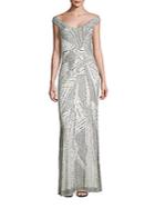 Parker Lynn Sequined Off-the-shoulder Gown