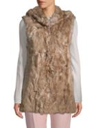Adrienne Landau Hooded Rabbit Fur Vest