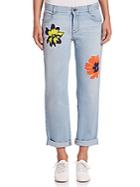 Stella Mccartney Flower Patch-embroidered Skinny Boyfriend Jeans