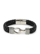 Jean Claude Stainless Steel & Woven Leather Bracelet