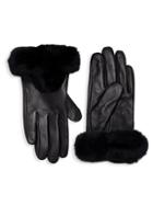 La Fiorentina Leather & Rabbit Fur-trim Gloves