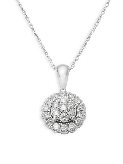 Saks Fifth Avenue 14k White Gold Diamond Circular Pendant Necklace