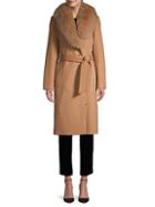 Sofia Cashmere Fox Fur Shawl-collar Wool-blend Wrap Coat