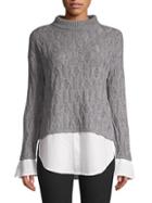 Saks Fifth Avenue Cropped Mixed Media 2fer Shirt Sweater