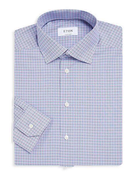 Eton Gingham Slim-fit Cotton Dress Shirt