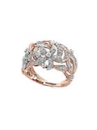 Effy Diamond And 14k Rose Gold Flower Ring