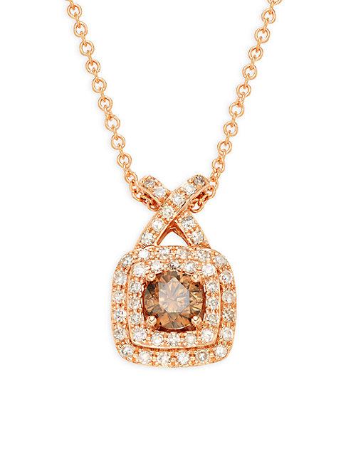 Effy 14k Rose Gold Brown & White Diamond Pendant Necklace