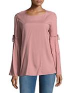 Beach Lunch Lounge Bell Sleeve Tie Accent Top