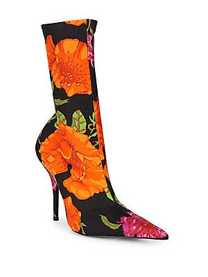 Balenciaga Floral Point Toe Calf Boots