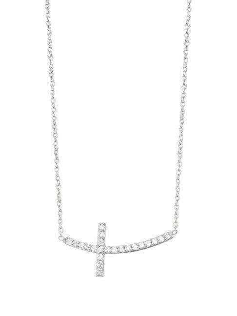 Kc Designs Diamond 14k White Gold Side Cross Necklace