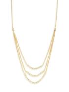 Saks Fifth Avenue Made In Italy 14k Gold Triple Strand Beaded Necklace
