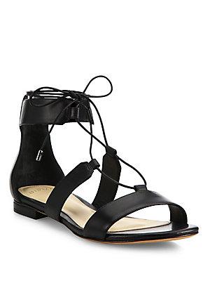 Alexandre Birman Leather Lace-up Flat Sandals