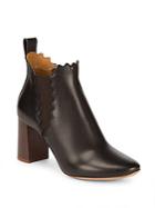 Chlo Lauren Scallop Leather Ankle Boots