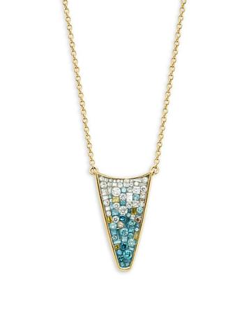 Plev 18k Yellow Gold & Multicolored Diamond Pendant Necklace