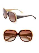 Judith Leiber Couture 58mm Rectangular Sunglasses
