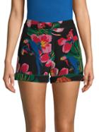 Valentino Botanical-print Silk Shorts