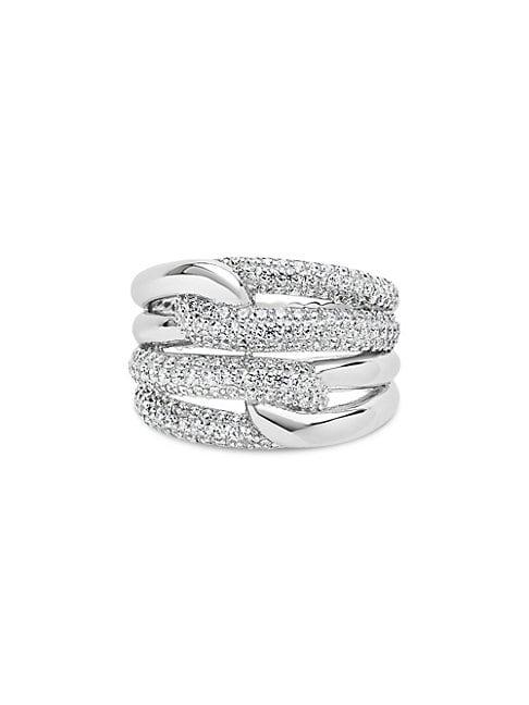 Sterling Forever Sterling Silver Crystal Loop Ring