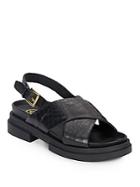 Ash Sue Croc-embossed Leather Flatform Sandals
