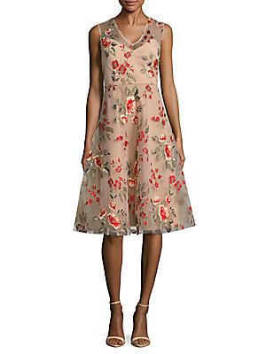 Beige By Eci Floral-print Fit-&-flare Dress