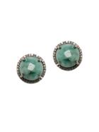 Adornia Fine Jewelry Echo Emerald & Diamond Stud Earrings
