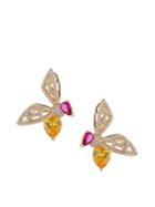 Eye Candy La 18k Goldplated & Crystal Bee Stud Earrings