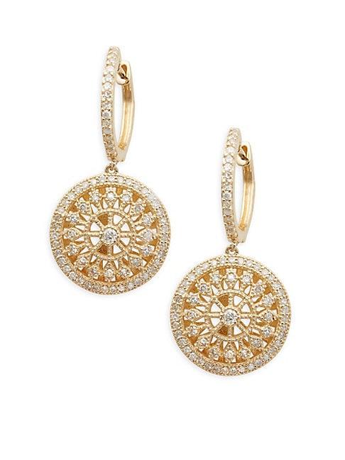 Effy Diamonds & 14k Yellow Gold Drop Circle Earrings