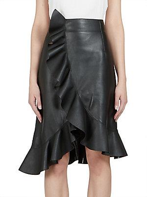 Lanvin Ruffled Leather Skirt