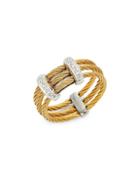 Alor Diamond 18k Yellow Gold & Stainless Steel Cable Ring