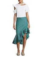 Maggie Marilyn I Just Want To Be Free Striped Cotton Ruffle Skirt
