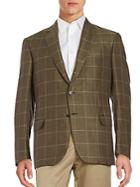 Brioni Regular-fit Windowpane Linen & Silk Sportcoat