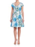 Theia Floral Printed Fit And Flare Dress