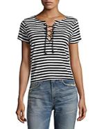 Mother Striped Cotton Crop Top