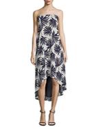 Lucca Couture Delilah Palm-print Strapless Hi-lo Dress