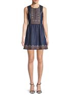 Moon River Embroidered Fit-and-flare Dress