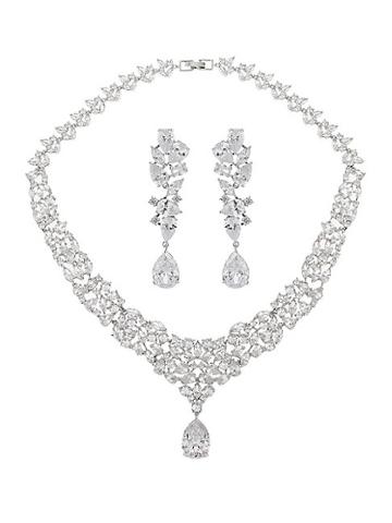 Eye Candy La Leia Rhodium-plated & Crystal Necklace & Earrings Set