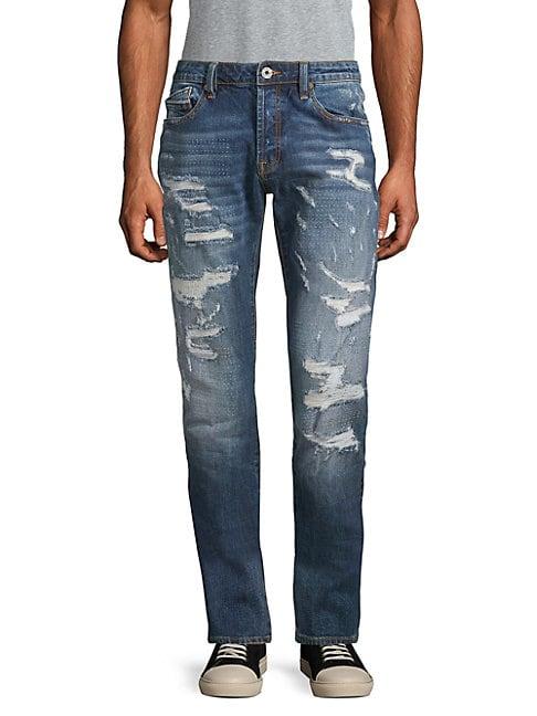 Cult Of Individuality Distressed Straight-fit Jeans