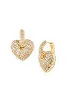 Eye Candy La Luxe Goldtone & Crystal Heart Huggie Earrings