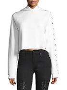 True Religion Lace-up Sleeve Cropped Hoodie