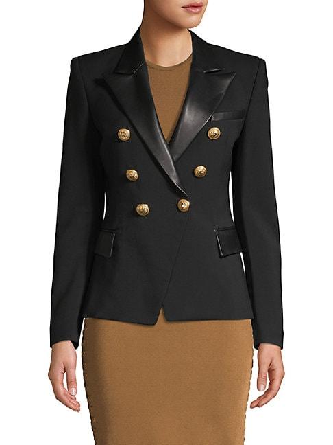 Balmain Leather-trimmed Wool-blend Jacket