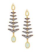 Azaara Florentine Chalcedony & Pav&eacute; Crystal Fishtail Drop Earrings