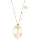 Meira T Diamond 14k Two-tone Gold Leaf Pendant Necklace