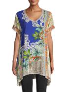 Johnny Was Marron Lace-trim Printed Tunic