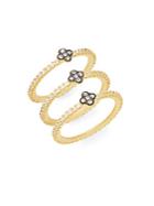 Freida Rothman 14k Yellow Gold Vermeil & Sterling Silver Stacked Clover Ring Set