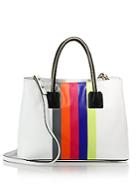 Milly Logan Striped Leather Tote