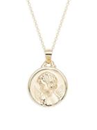 Saks Fifth Avenue 14k Gold Medallion Angel Pendant Necklace