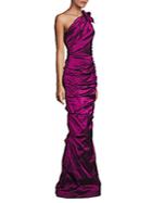 Teri Jon One-shoulder Ruched Gown