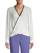 L'agence Lace-trimmed Silk Blouse