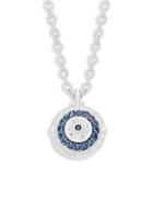 Judith Ripka La Petite Sterling Silver Black & Blue Sapphire And White Topaz Evil Eye Pendant Necklace