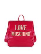 Love Moschino Logo Faux Patent Backpack